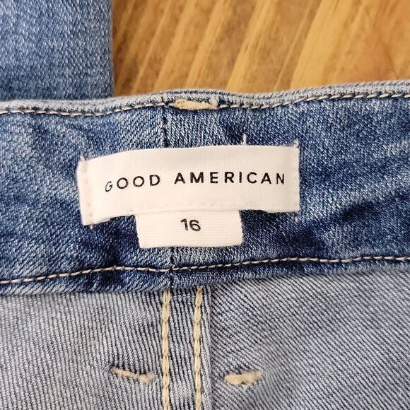 Good American. Blue Skinny Jeans with Distressed Details. Size 16. EUC - Picture 6 of 10